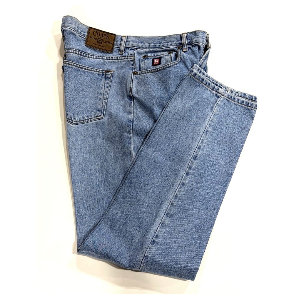 Vintage Chaps Ralph Lauren Jeans 34x34 Medium Stone Wash 90s Straight Relaxed